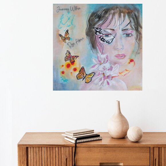 Original Painting Abstract Realism Protrait and Butterflies - Picture 2 of 2